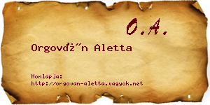 Orgován Aletta névjegykártya